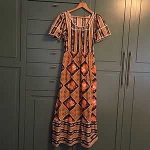 Adorable handmade vintage maxi dress with ricrac trim